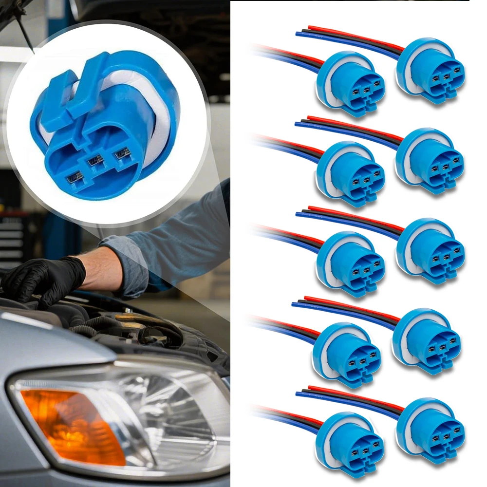 10PCS 9007 Female Adapter Wiring Harness Sockets Wire LED Headlight Wiring or Fog Light Harness Connector Waterproof Replace