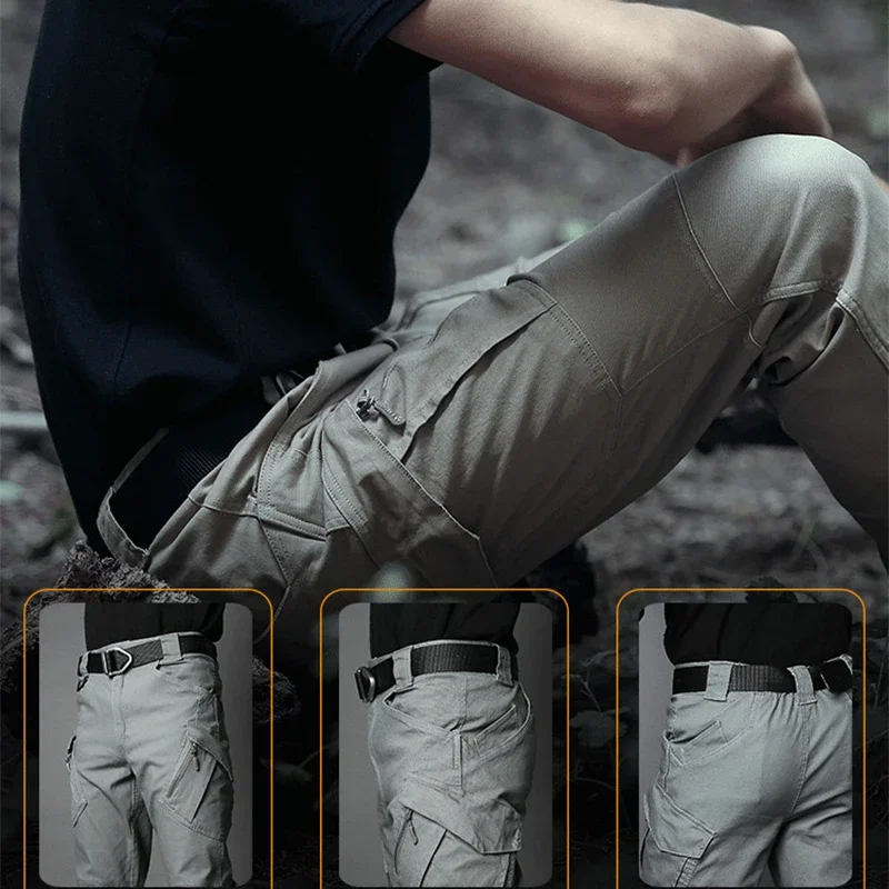 Men Cargo Pants Trousers Multi-pocket Waterproof Wear-resistant Casual Training Overalls Clothing Comfortable Breathable