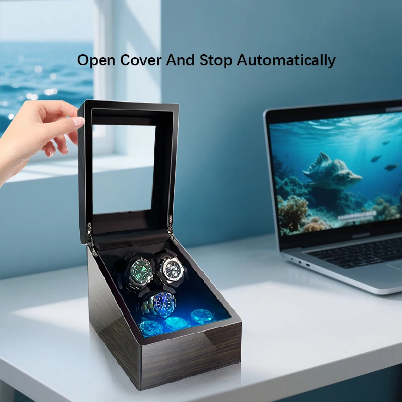 กล่องหมุนนาฬิกาอัตโนมัติ 1 ชิ้น, กล่องใส่นาฬิกา 3+3 ช่อง, กล่องเก็บนาฬิกาความจุขนาดใหญ่, มอเตอร์เงียบ, ไฟ LED, หมอนรองนาฬิกาแบบนุ่ม