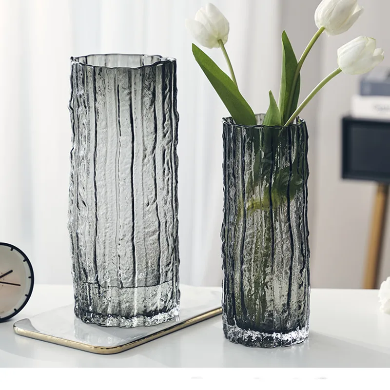 Light Luxury Nordic Simple Glass Vase Transparent Water Cultured Flowers Table Vase Ornaments