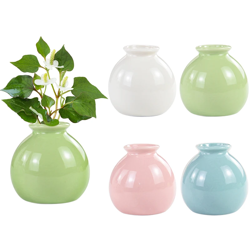 

1Pc Mini Colorful Ceramic Flower Vase Decorative Planter Pot Flowerpot Desktop Vase Home Office Decorations