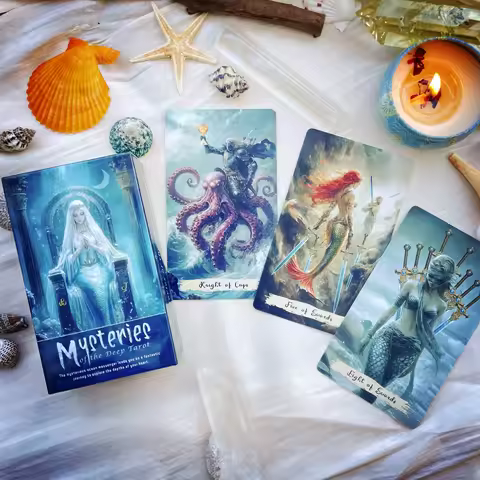 2025 New Beginner 12x7cm Tarot Rider Waite 78 Genuine Professional Mermaid Tarot Cards deck with guidebook Spanish Russian PDF