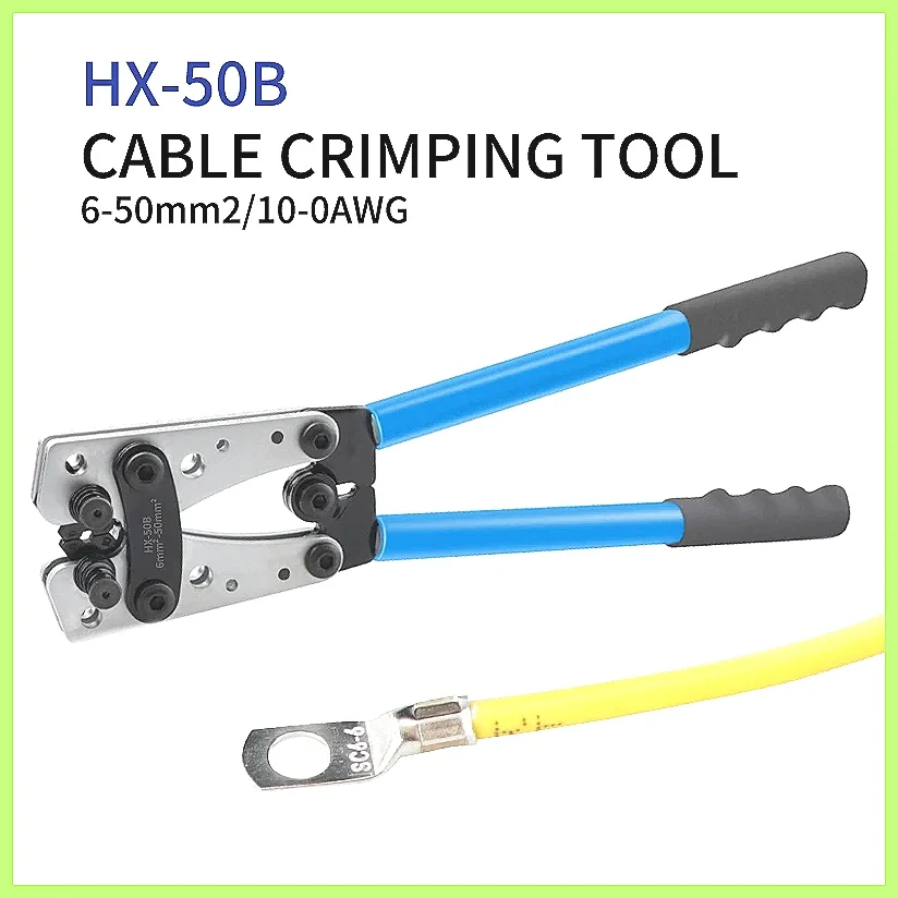 Portable Manual Crimping Tool HX-50B 6-50mm² AWG 10-0 Hexagonal Ferrule Terminal Crimper Pliers for Wire Connectors