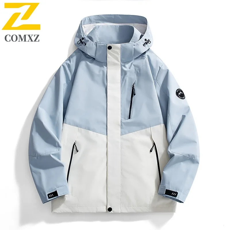 

COMXZ Hiking Travel Mens Jacket Premium Durable Motorcycle Coat Casual Hooded Adventure Lightweight Autumn Windbreaker