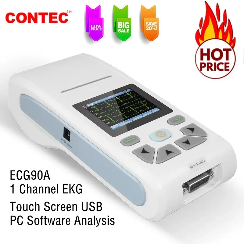 CONTEC 12-Channel ECG/EKG Machine Electrocardiograph, PC software, Touch Screen ECG90A ECG 90A