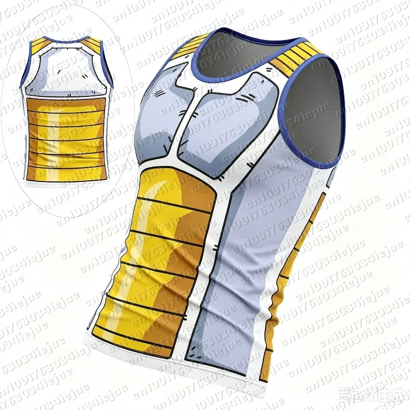 2026 Summer Dragon Ball Vegeta Saiyan Armor Cosplay Tank Top, 3D Print Retro Streetwear Oversized Polyester Top for Unisex Kids