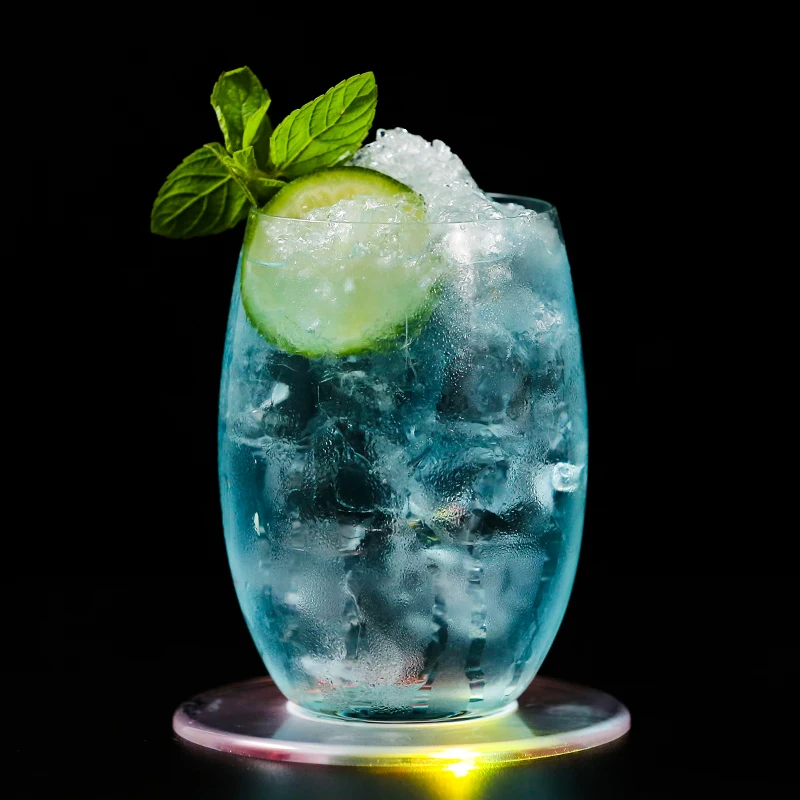Ultra-Thin Transparent LED Coaster, Glowing Cocktail Base for Bar, Light-Up Pad for Milk Tea Cup or Whiskey Glass