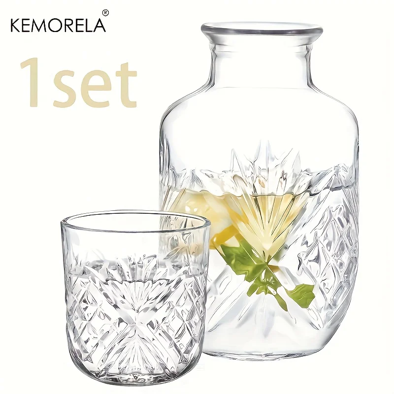 Crystal Glass Water Bottle Set 500ML with Carafe And Cups for Bedside Cold Water Juice Milk Tea Home Party Drinkware Set