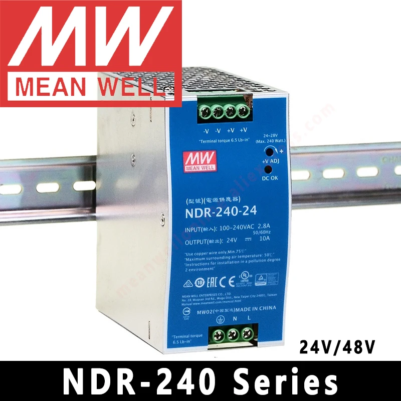 Mean Well DIN Rail Slim size LED Driver NDR-75/120/240 Series meanwell 12v/24v/48 LED Transformer LED Power Supply Adapter