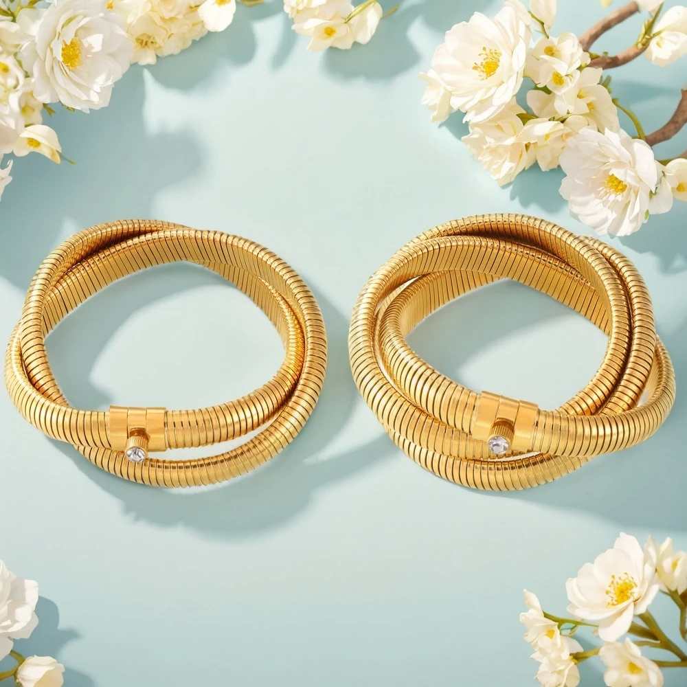 

Women's Bracelet Zircon Inlay Multi Ring Stainless Steel Opening Fashionable and Versatile Jewelry Accessories