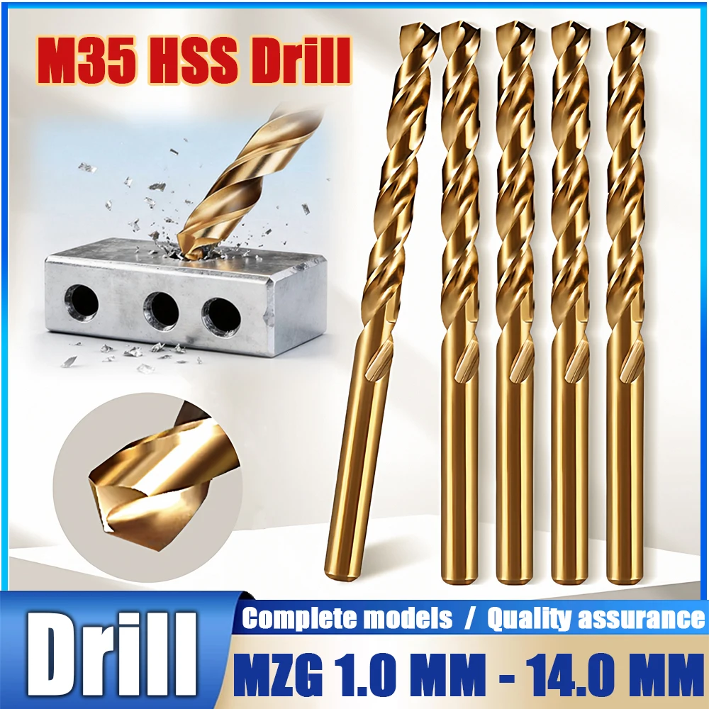 

1mm 1.5mm 2mm-14mm MZG Cobalt Coated Straight Shank Standard Length HSS M35 High Speed Steel Drill Bits Set CNC Drilling Cutter