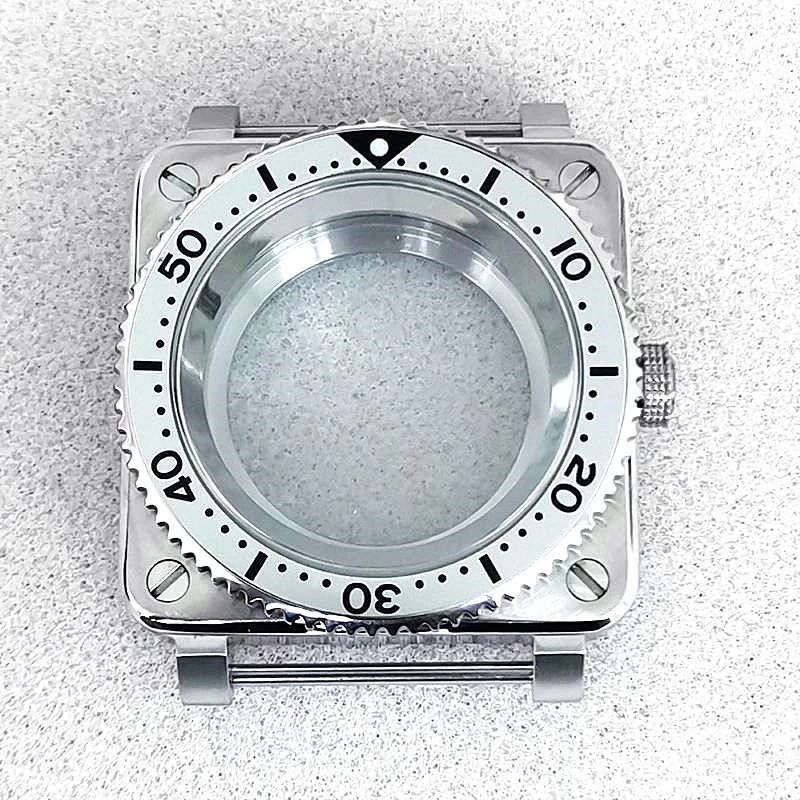 42mm Silvery Shadow NH35 Watch Case Square Stainless Steel Sapphire Crystal Fits NH35 NH36 7S26 4R  Japan Automatic Movement