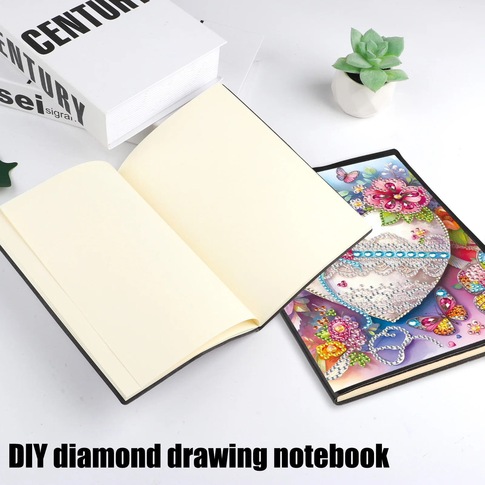 다이아몬드 아트 페인팅 노트북 키트, 성인용 DIY 화려한 사랑 다이아몬드 도트 노트북, 창의적인 홈 오피스 선물용 저널