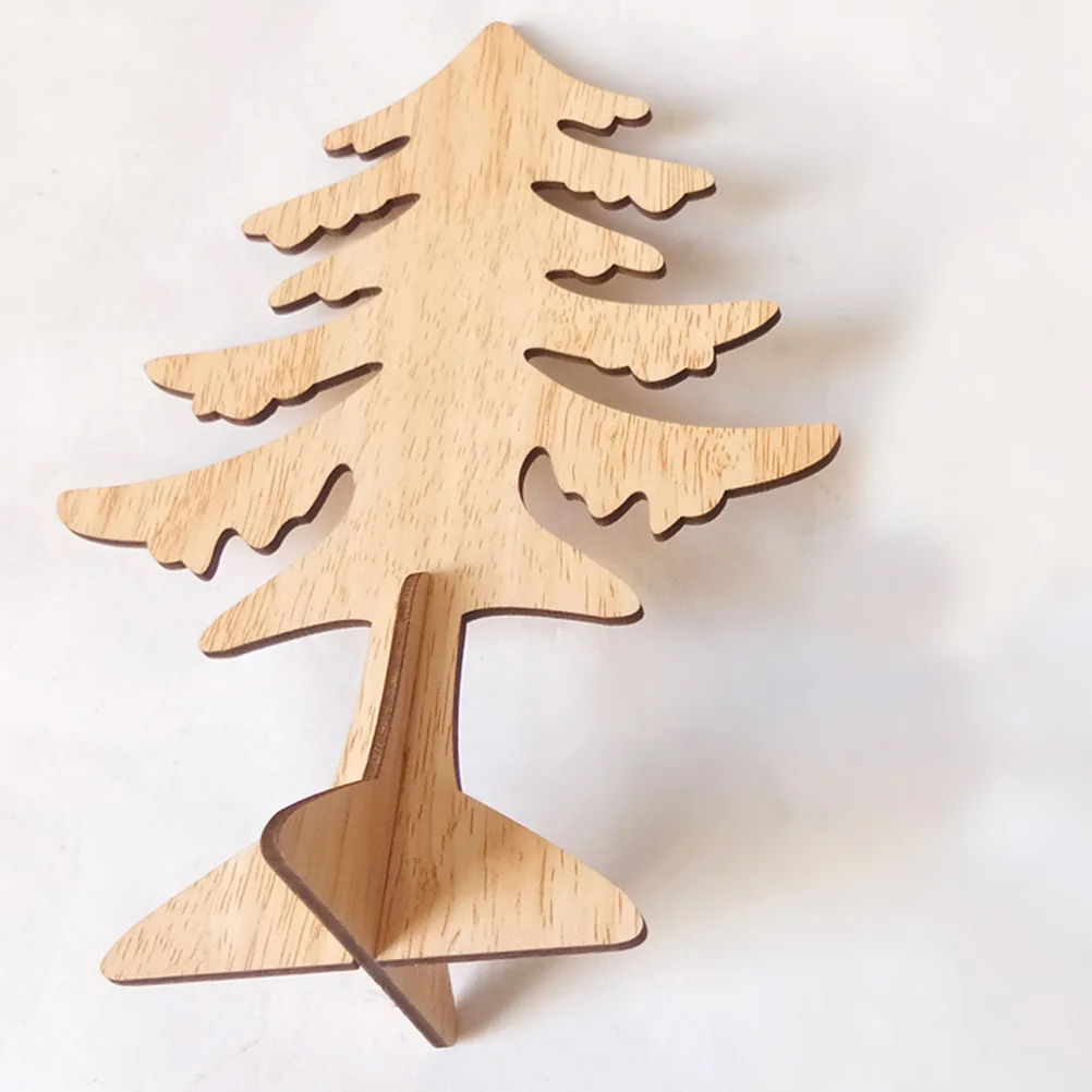 

6Pcs Small Wood Christmas Ornaments Laser Cut Tree Decorations for Desktop Home Office Decor Portable Gift Idea
