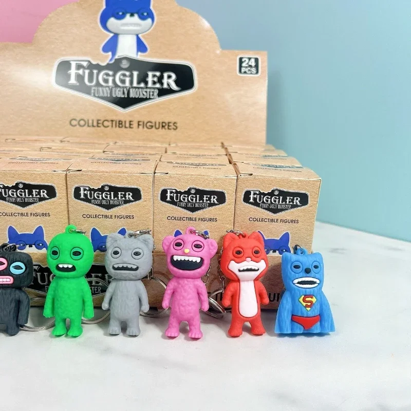صندوق أعمى مصنوع يدويًا مكون من 24 قطعة من Fuggler Tooth Monster، نموذج PVC، حقيبة ظهر عصرية للدمية، قلادة، سلسلة مفاتيح، هدية لعبة للأطفال