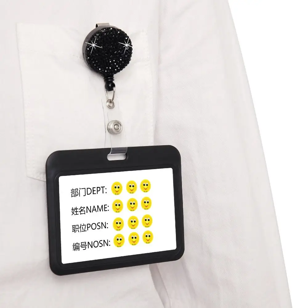 Keychain Rhinestone Nurse Badge Reel Sparkle Chest Card Retractable Badge Holder Crystal Bling Easy Pull Buckle Name Tag
