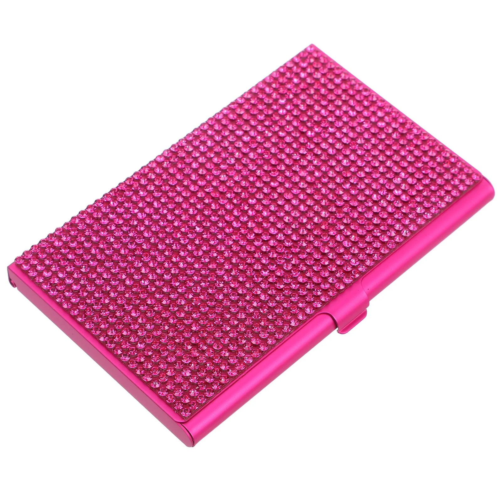 Elegant Bling Rhinestone Business Card Holder Case Women Aluminum Alloy Compact Storage Box Credit Card Organizer