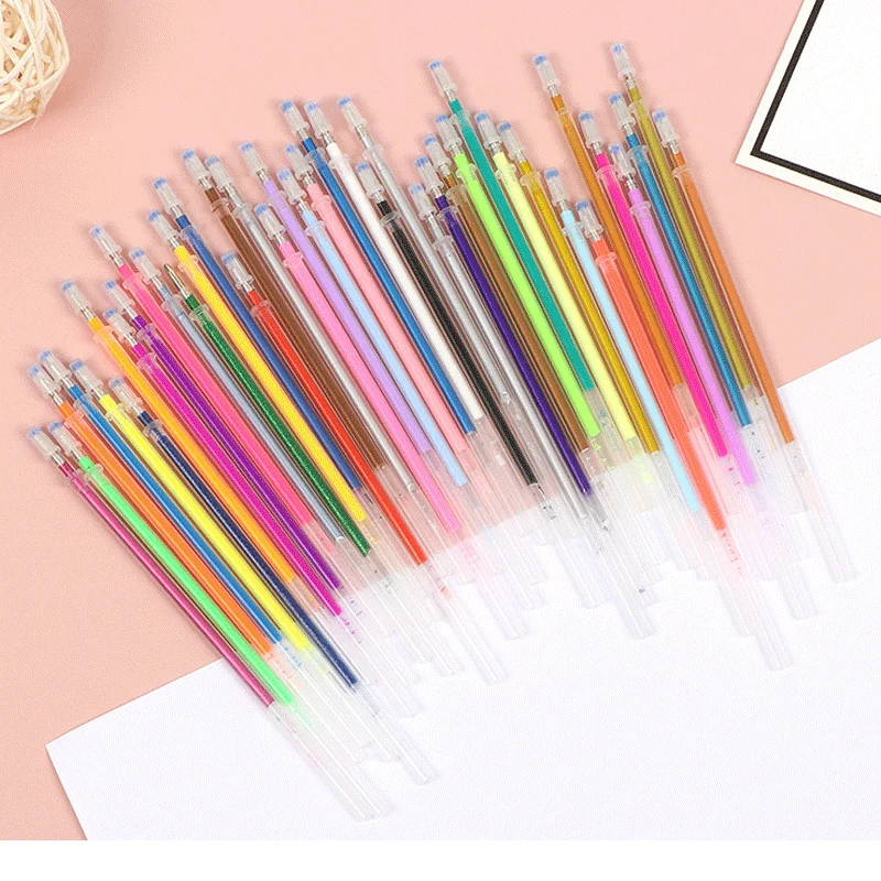 Gel Pen Refills Set 12/100 Colors Glitter Metallic Pastel Highlighter Color Ink Refills for Adult Painting Drawing Art Markers