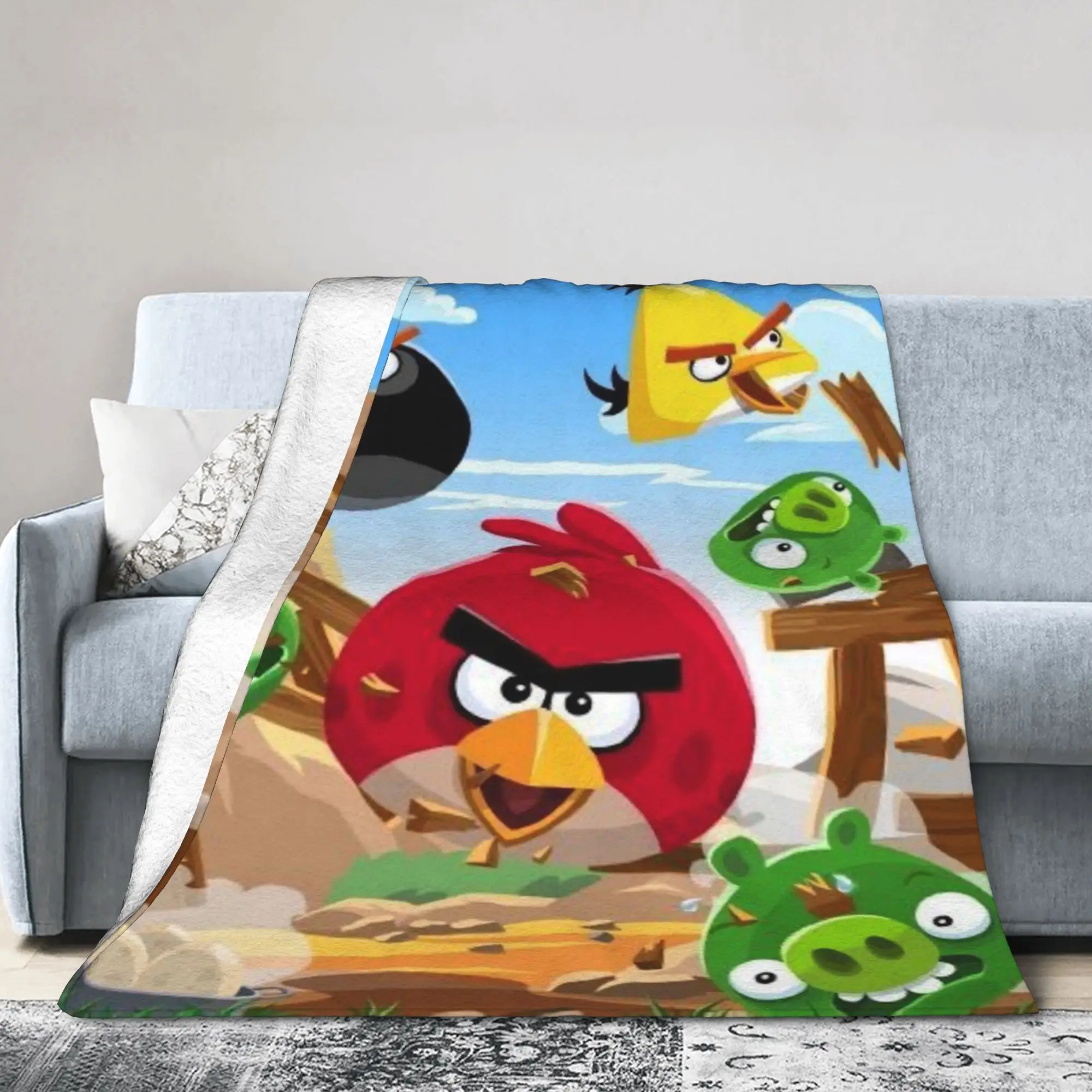 بطانية لعبة الرماية من Angrys-birds بأحجام متعددة، بطانيات مريحة وخفيفة الوزن لأريكة الأريكة والسرير #3