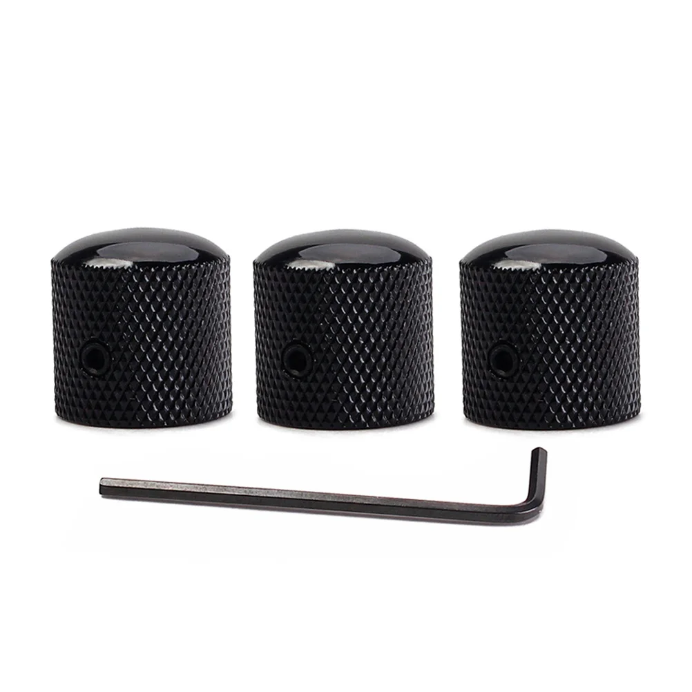 

3Pcs Black Bass Control Knob Guitar Volume Tone Knobs Replacement Set Heavy Duty for Amplifier Equipment Fits Import Concentric
