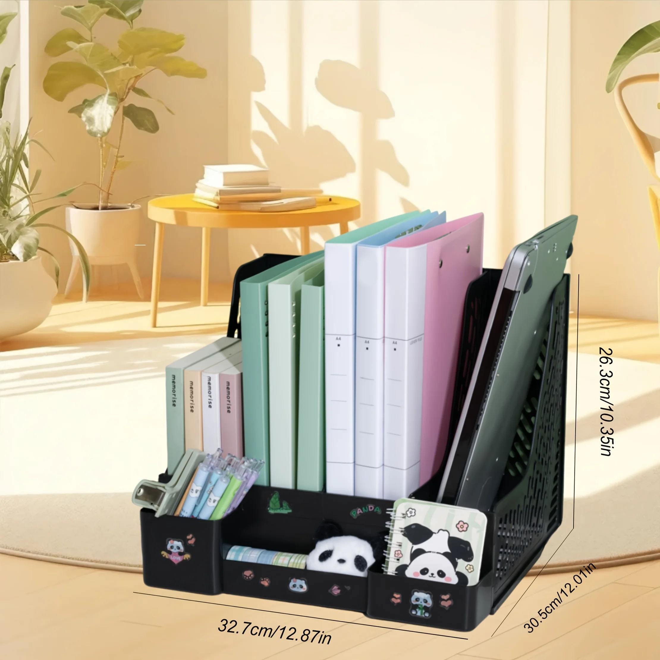 Thickened Bookshelf Desktop Study Book Stand A4 Folder Organizer Storage Box Four-Section Office Supplies File Box Archive