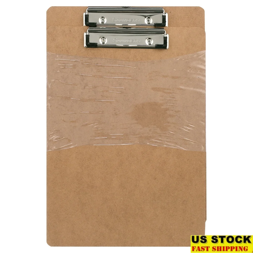 내구성 있는 하드보드 클립보드 레터 사이즈, 낮은 프로파일 클립 내장형 걸이 구멍 2개 팩 사무실 학교용