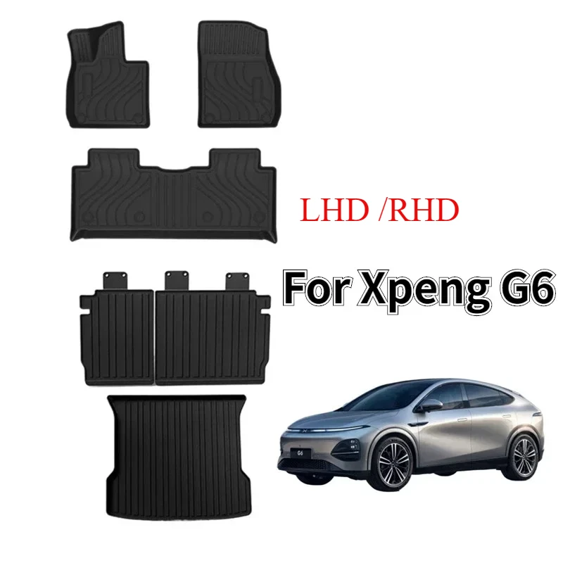 

НОВЫЕ коврики Xpeng G6 2023 2026, коврики для багажника, всепогодные передние и задние коврики для грузового багажа, водонепроницаемые противоскользящие подушечки для ног, аксессуары