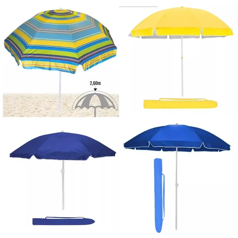 for Factory Hot Sale OEM 2.0M Oxford Cloth Striped or Solid Color Custom Color and Design Outdoor Beach Umbrella