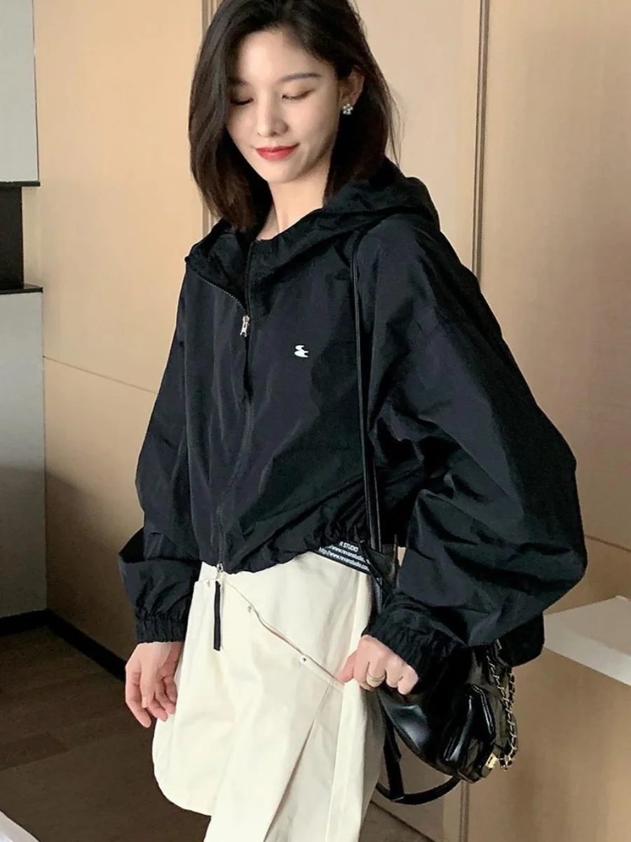 

Женская верхняя одежда с защитой от ультрафиолета, дышащая одежда для ощущения льда, лето 2023, модная универсальная солнцезащитная одежда с капюшоном