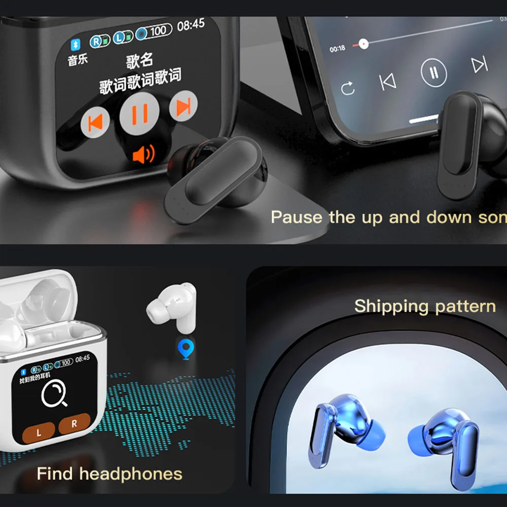 SE-60 True Bluetooth Earbuds Bluetooth Headset V5.4 In-ear Stereo ANC ENC Noise Cancelling HIFI Earphone with Smart Screen