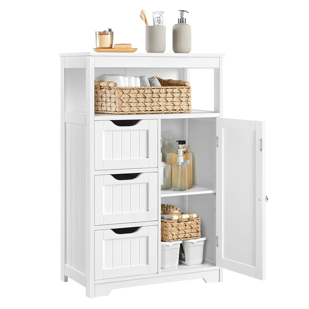 

Costoffs Bathroom Storage Cabinet with Drawers, Moisture-Resistant Modern Cabinet Organizer with Multiple Tiers Shelves Storage