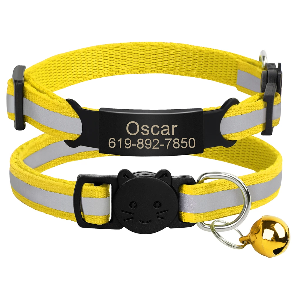 Personalisierte ID Kostenloser Gravur Katze Kragen Reflektierende Katze Sicherheit Schnalle Halsbänder Einstellbare Benutzerdefinierte Nylon Welpen Kätzchen Halskette – Detail 30