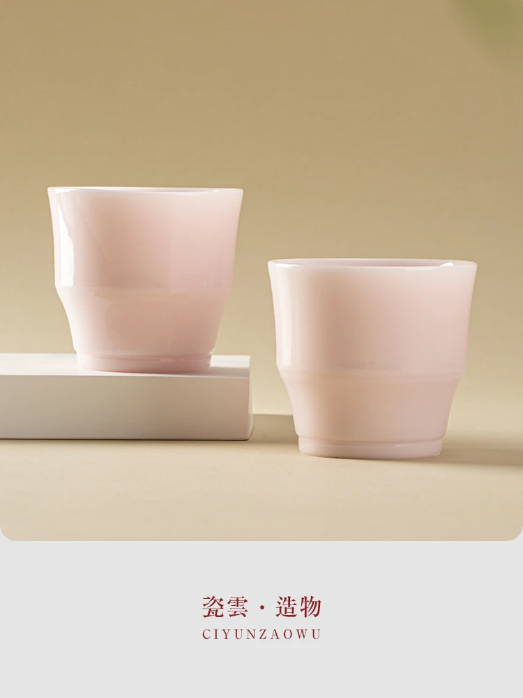 High-Quality High-End Ice Jade Porcelain Bamboo Joint Cup Household Personal Dedicated Ceramic Tea Single Gift Box