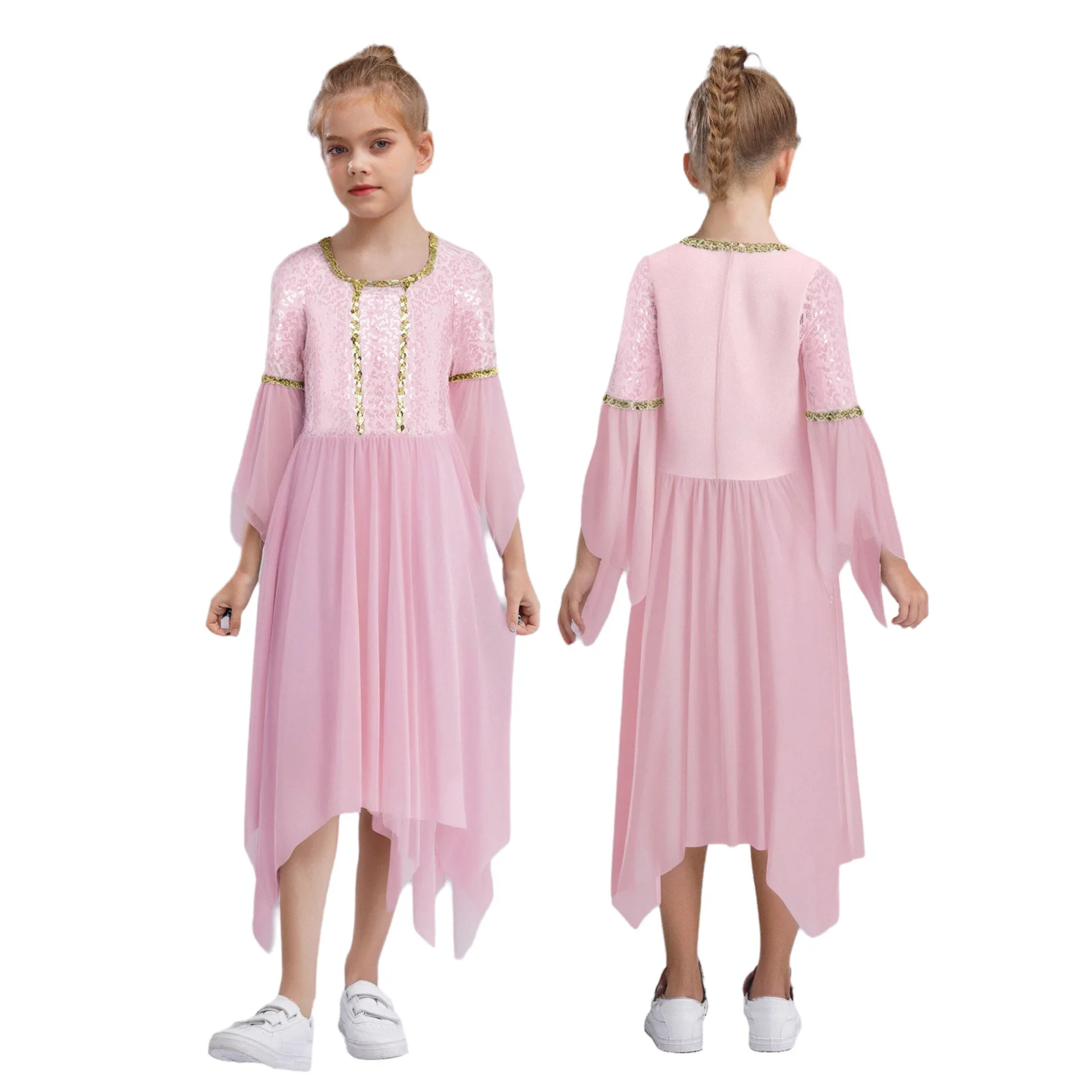 زي الأميرة الفاخر للفتيات مع تفاصيل لامعة، فستان جنية ساحر للعب السحري وحفلات الهالوين التنكرية