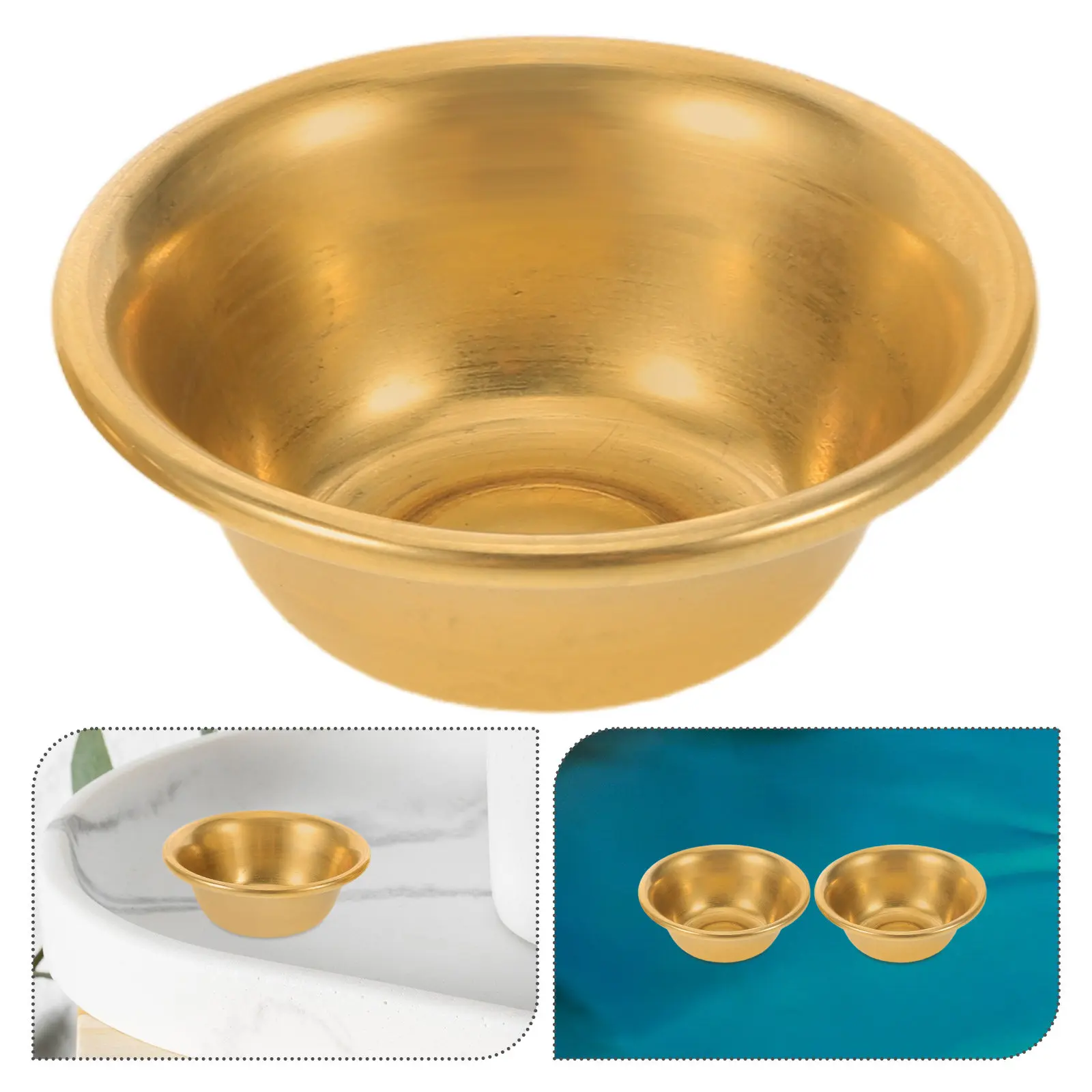 8Pcs Mini Copper Buddhist Bowls 2 Inch Brass Ritual Water Bowls Holy Offering Cups for Home Altar Temple Meditation Travel Use