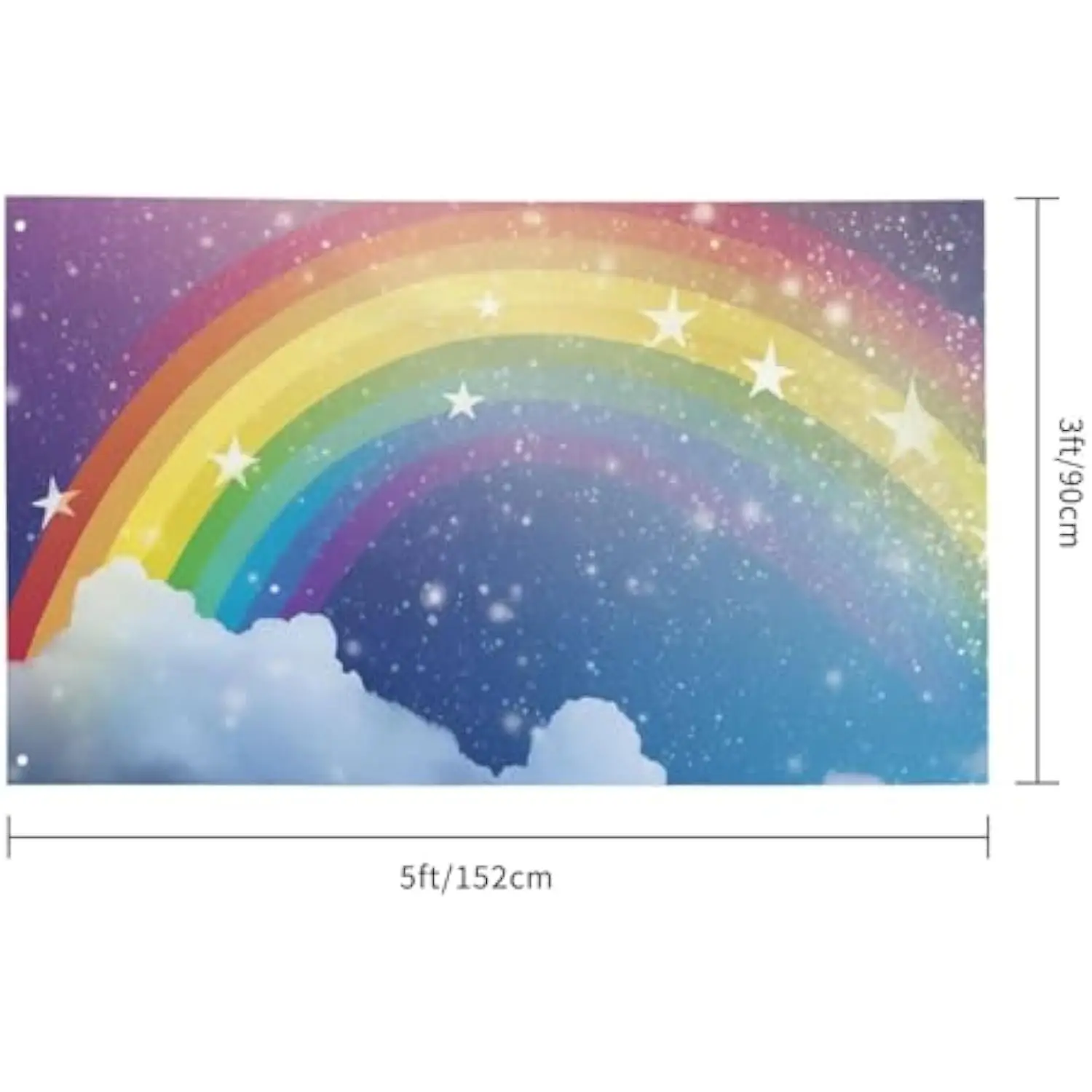 Rainbow Sky Stars Clouds Flag 3x5 Ft And 4x6FT Polyester Outdoor Garden House Banner Wall Hanging Poster