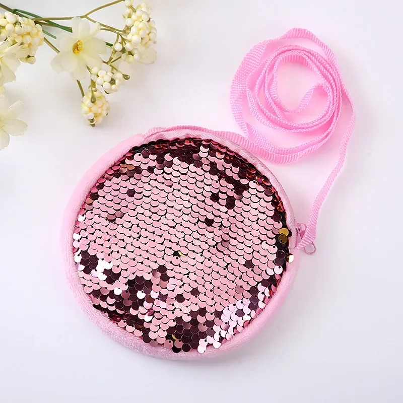 Kindergarten for 2 To 4 Years Old Girls Messenger Bag Fashion Princess Girl Baby Cute Plush Sequin Shoulder Bag Coin Purse Bags