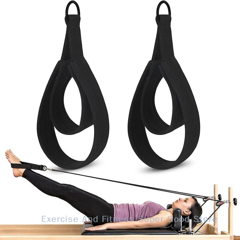 1 par de doble anillo en D elástico para Yoga, Pilates, accesorio para cama, ejercicio, hebilla de tobillo, correa elástica para Pilates, banda de resistencia, cordón elástico