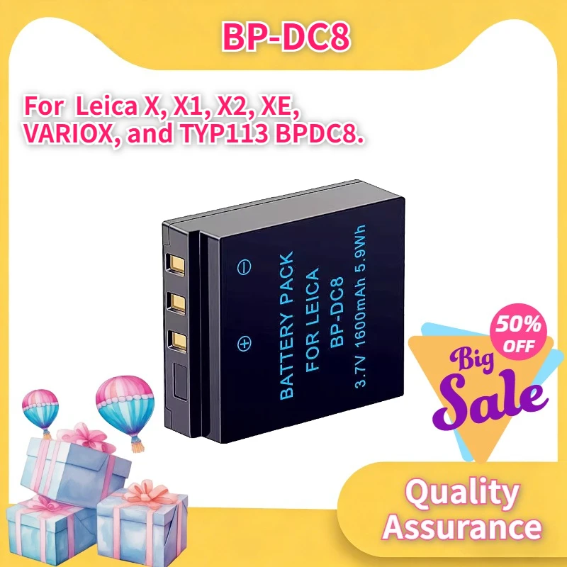 Литий-ионный аккумулятор 3.7V 1600mAh BP-DC8 для камеры, совместимый с Leica X, X1, X2, XE, VARIOX, TYP113, запасная батарея для цифровой камеры