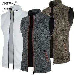 New Mens Zipper Sleeveless Jacket Coats Outdoor Warm Turtleneck Sweatshirts Breathable Solid Color Streetwear Athletic Vest Tops