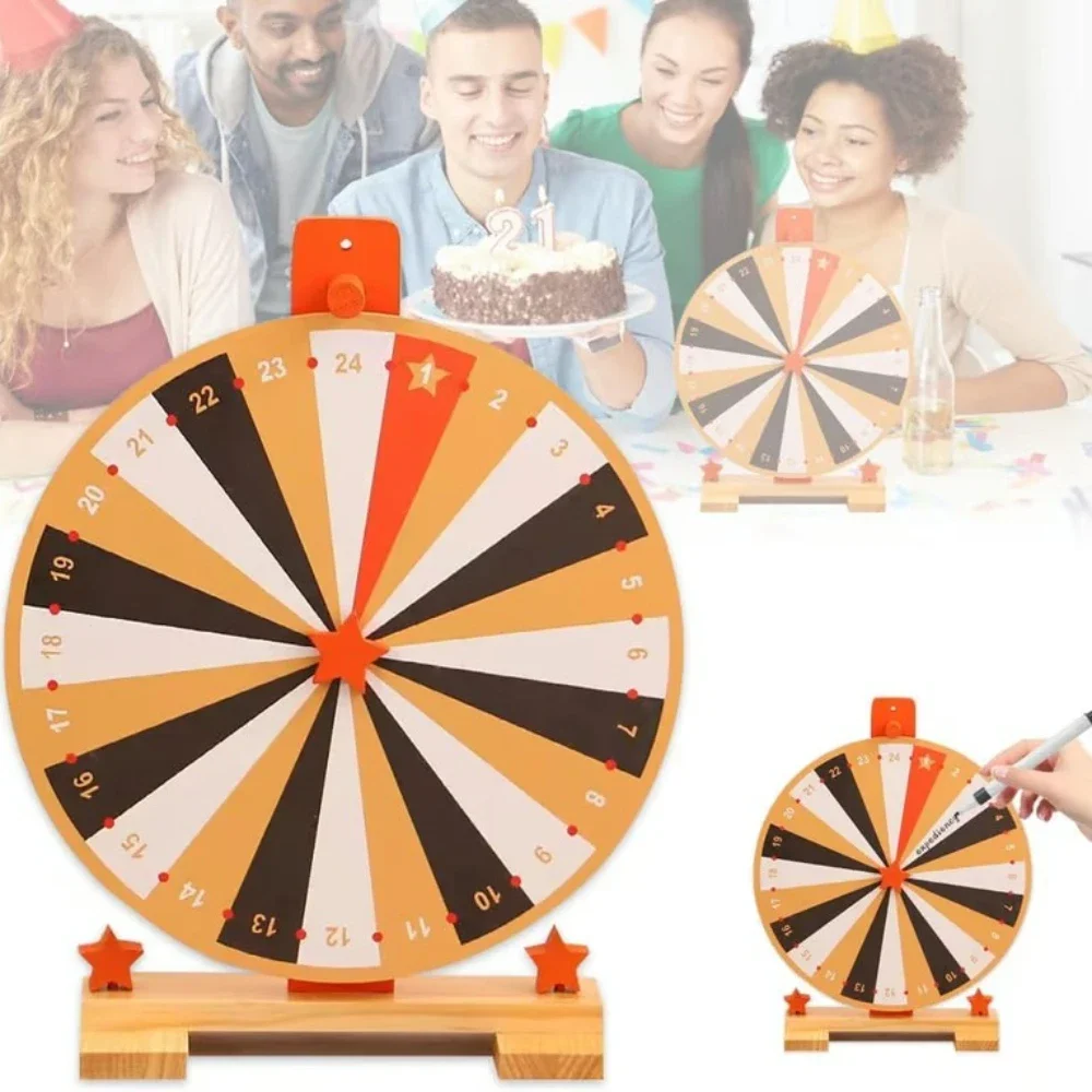 Wooden Prize Wheel Fortune Spinning Wheel for Lucky Draw Party Game Night Market Entertainment Desktop Toy Set Christmas Gift