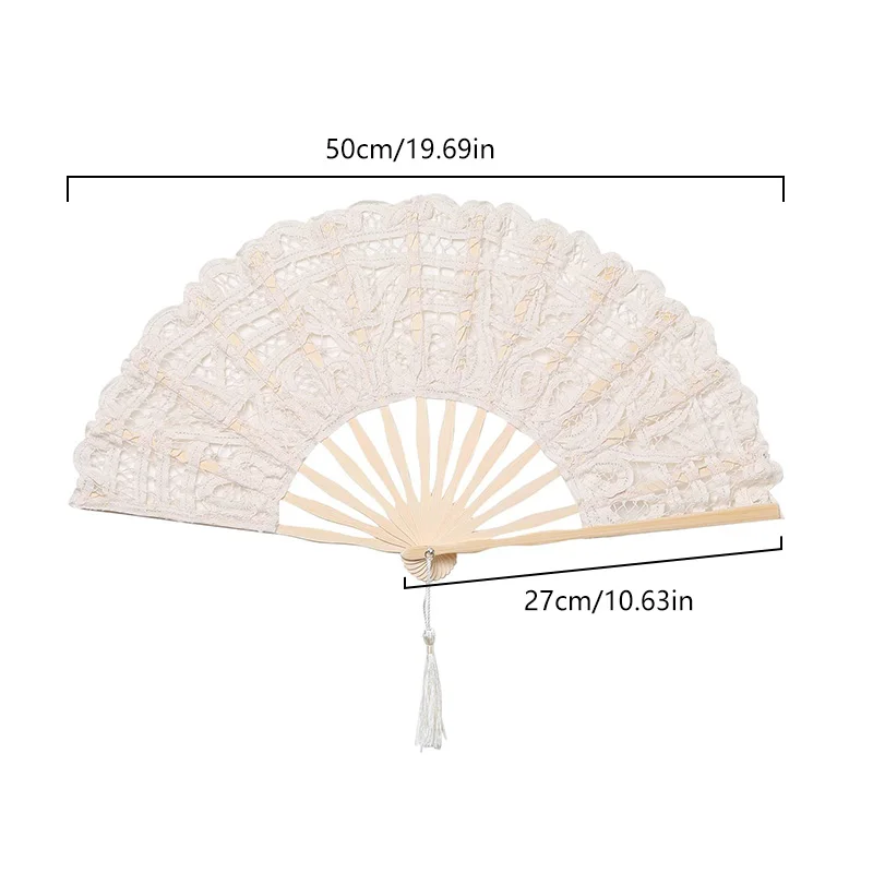 Chinese Folding Fans Vintage Bamboo Hand Fan Lace Silk Folding Hand Held Solid Fan Dance Wedding Party Decor Home Ornaments Gift