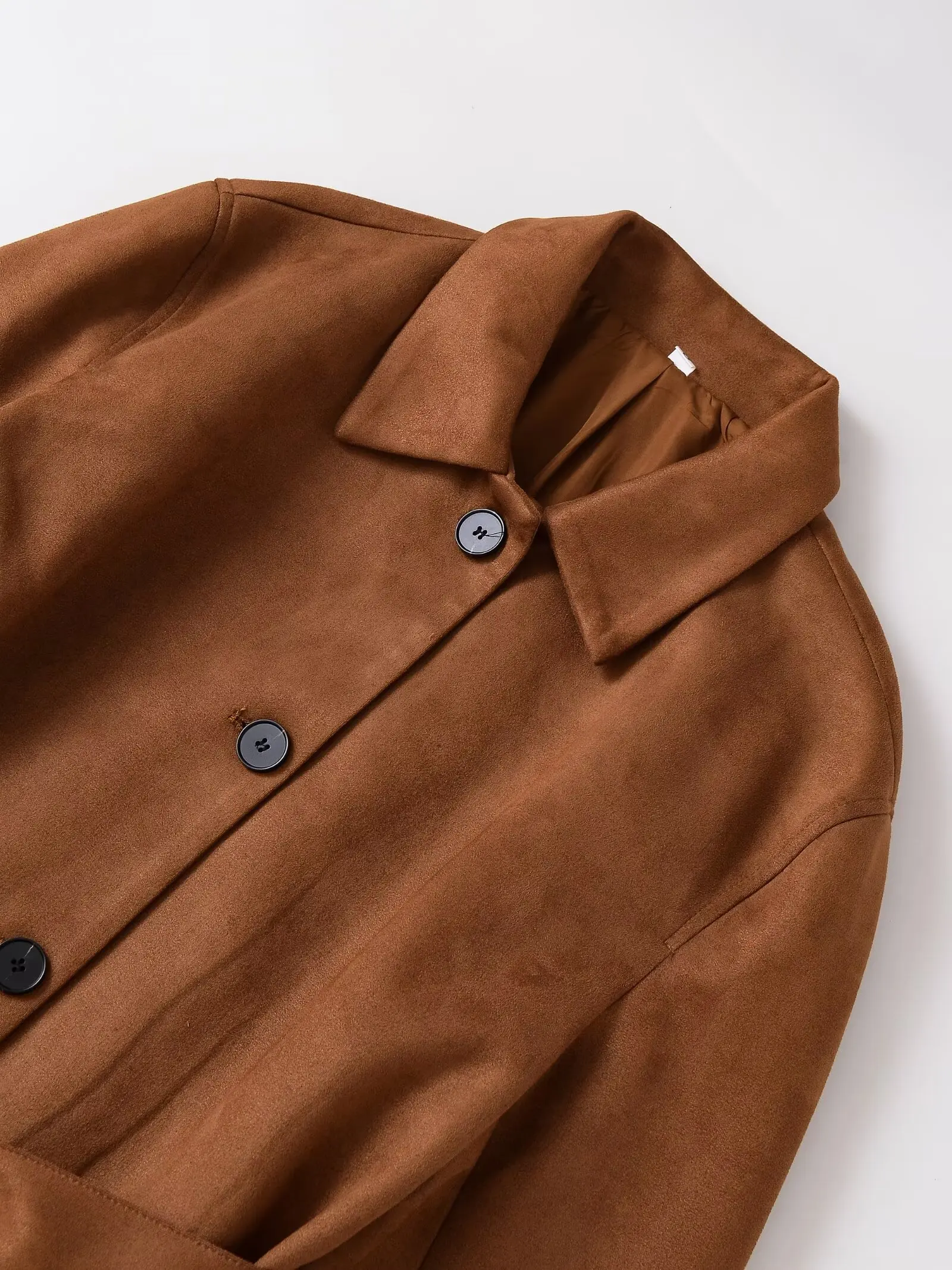 YY0403 Autumn/Winter 25 New Women's Clothing Strap Loose Velvet with Collar and Shoulder Down cardigan Short Coat 1262898