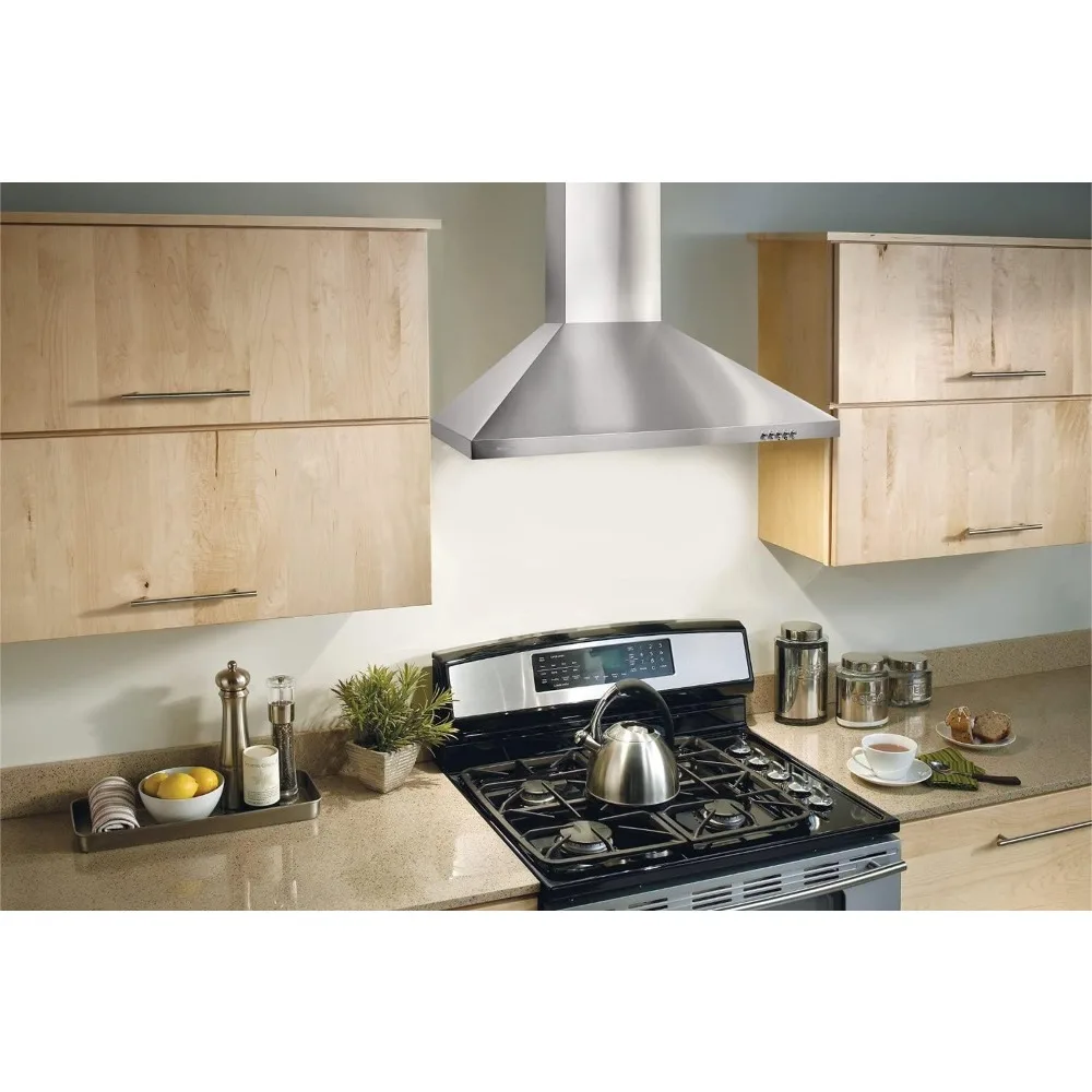 Stainless Steel LED 30-inch Wall-Mount Convertible Chimney-Style Range Hood with 3-Speed Exhaust Fan and Light