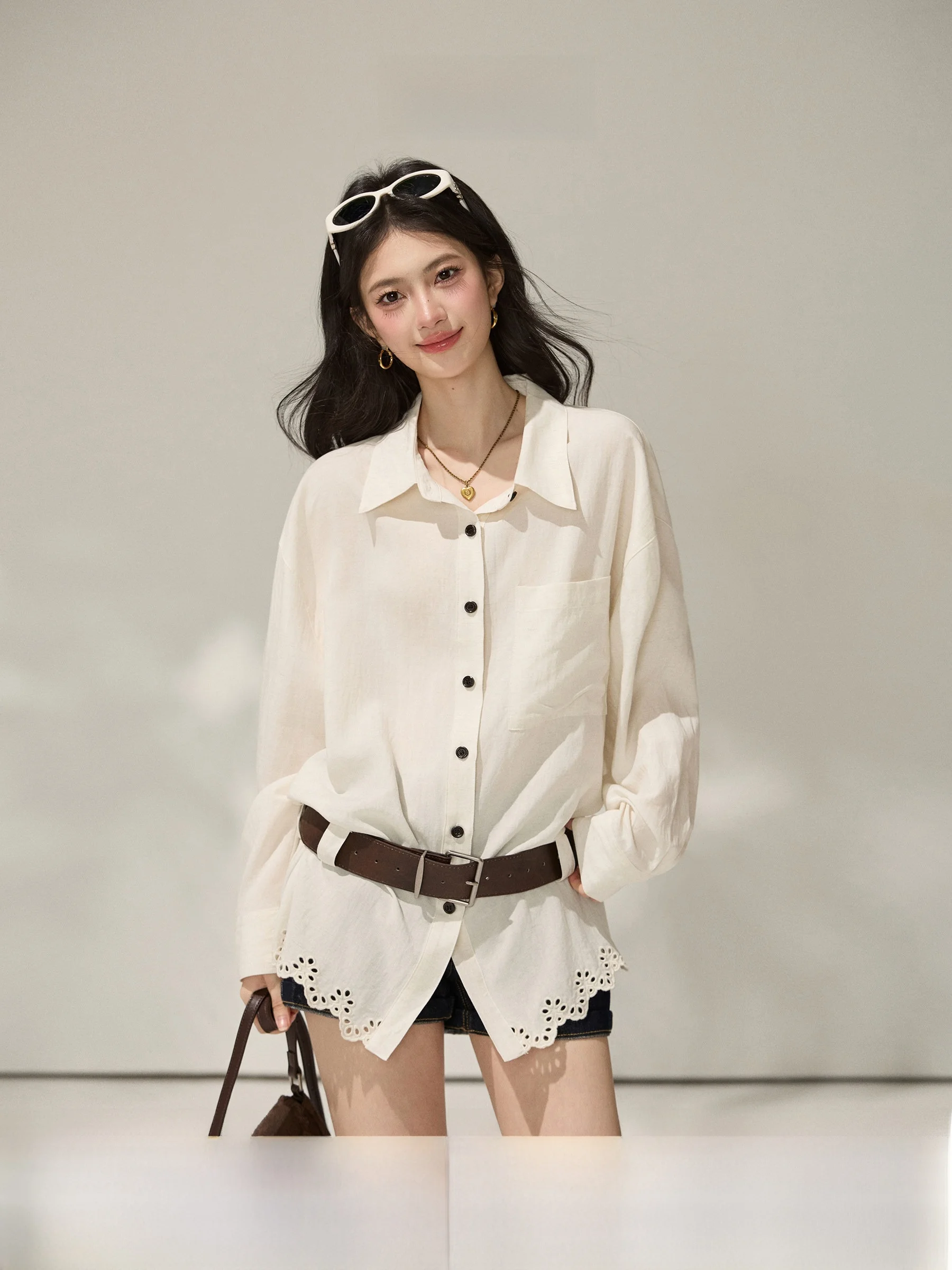 

Красивая свободная женская рубашка с длинным рукавом больших размеров, повседневный элегантный стиль, модная новинка весны, с узором «Большие данные и чай»