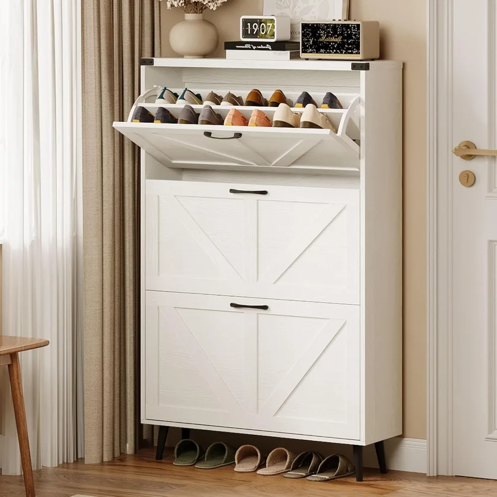 Schuhschrank mit 3 Schubladen, Schuhaufbewahrungsschrank für den Eingangsbereich, freistehender, schmaler Schuh-Organizer-Schrank