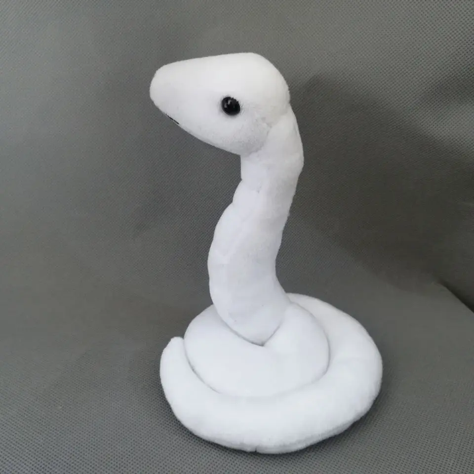 

cute small plush snake toy cartoon white snake doll gift about 18x12cm