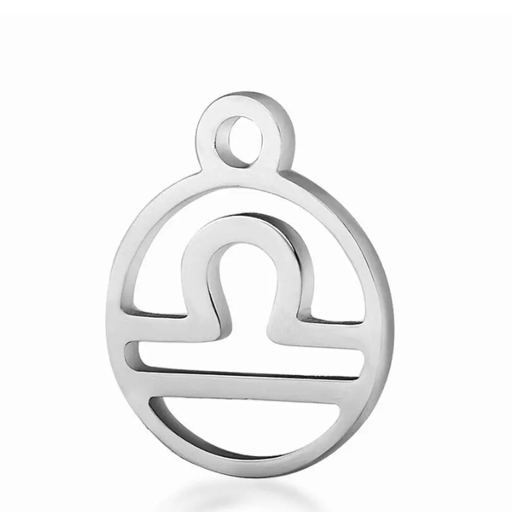 1Set Stainless Steel 12 Constellation Round Pendants Creative Jewelry Making DIY Necklace Bracelet Pendant Charms
