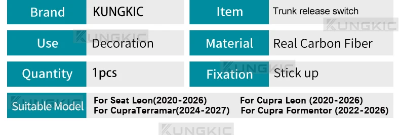 Echte Trocken-Carbonfaser-Verkleidung für Cupra Formentor/Cupra Leon/Seat Leon/Cupra Terramar 2021 2022 2023 2024 2025 2026 Fahrerseite Kofferraum-Entriegelungsknopf – Detail 9