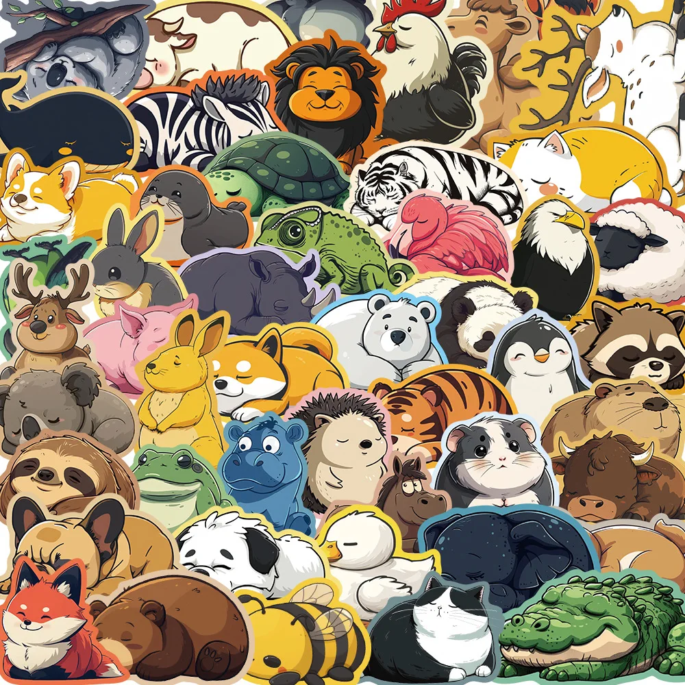 50pcs Cute Chubby Animal Cartoon Graffiti Stickers Phone Guitar Laptop Notebook Suitcase Water Bottles Waterproof Sticker Gift